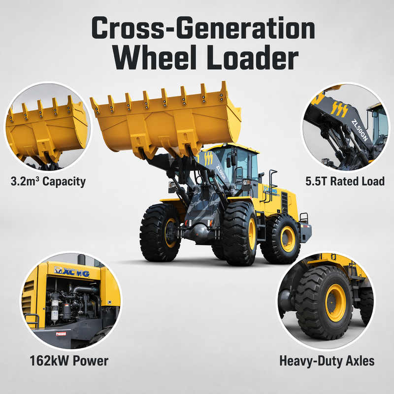 XCMG ZL50GN 5 tonnellate carica ruote frontali 3.2m3 Bucket Construction Heavy Duty Loader