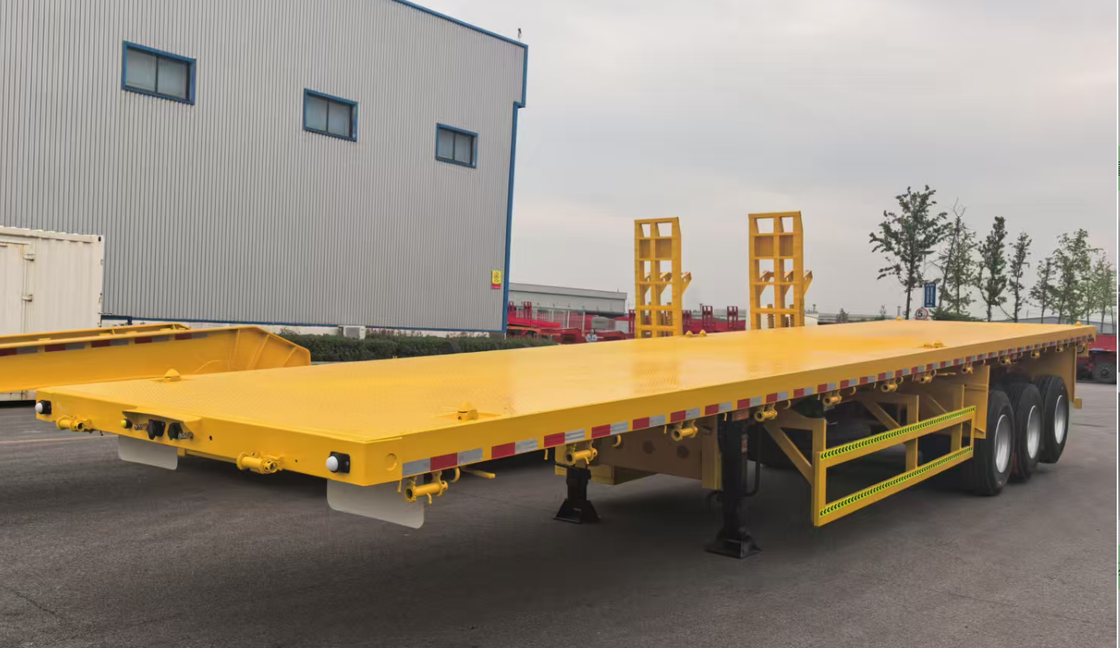 Fabbrica Custom 12,5 Meter 3-Axle Straight Beam Flatbed Semi-trailer Heavy-Duty Container Cargo Transport Trailer in vendita