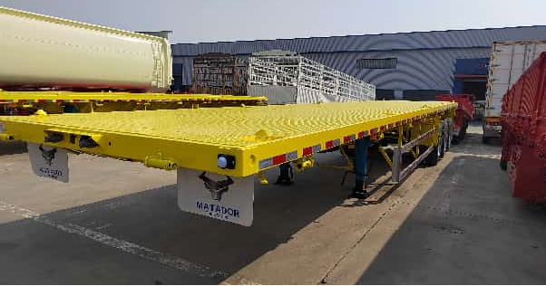 Fabbrica Custom 12,5 Meter 3-Axle Straight Beam Flatbed Semi-trailer Heavy-Duty Container Cargo Transport Trailer in vendita
